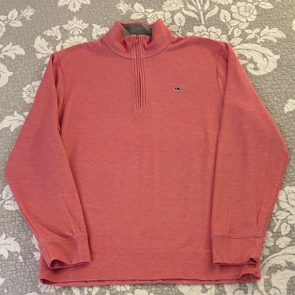 Vineyard Vines Coral Quarter-Zip ~ Size Medium ~ Coral